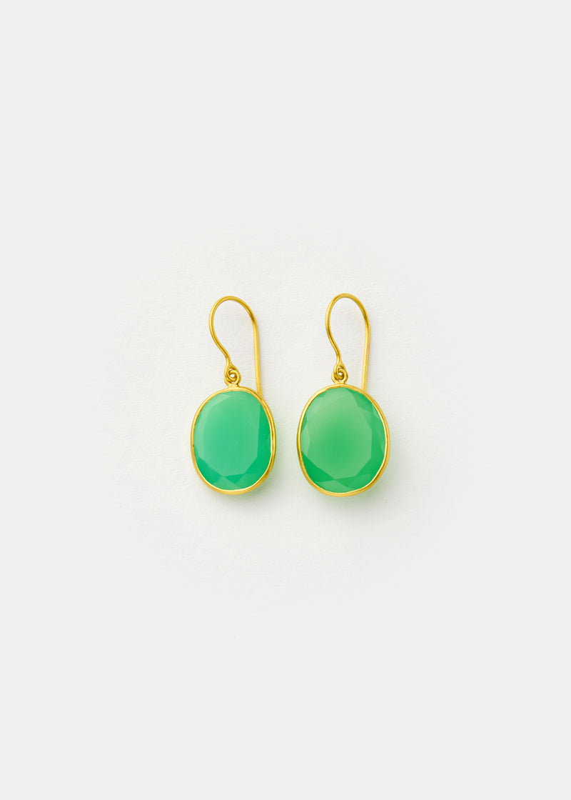 18kt Gold Chrysoprase Single Drop Earrings