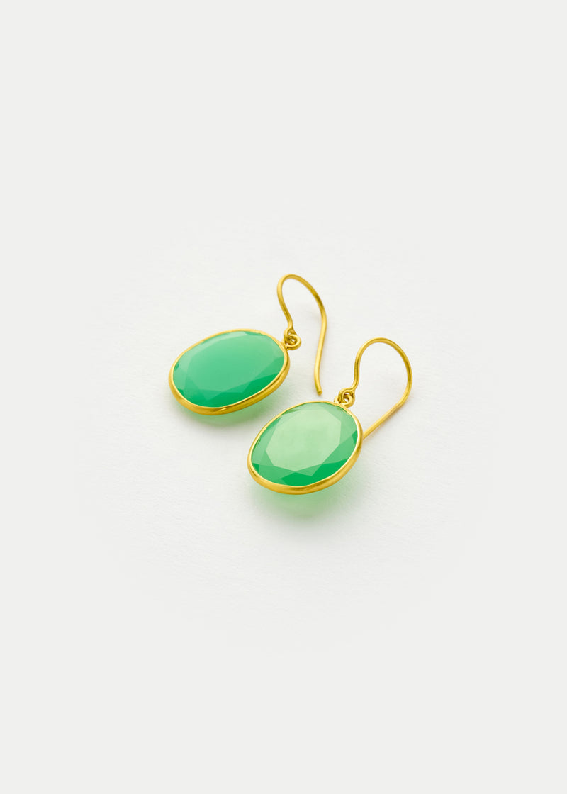 18kt Gold Chrysoprase Single Drop Earrings