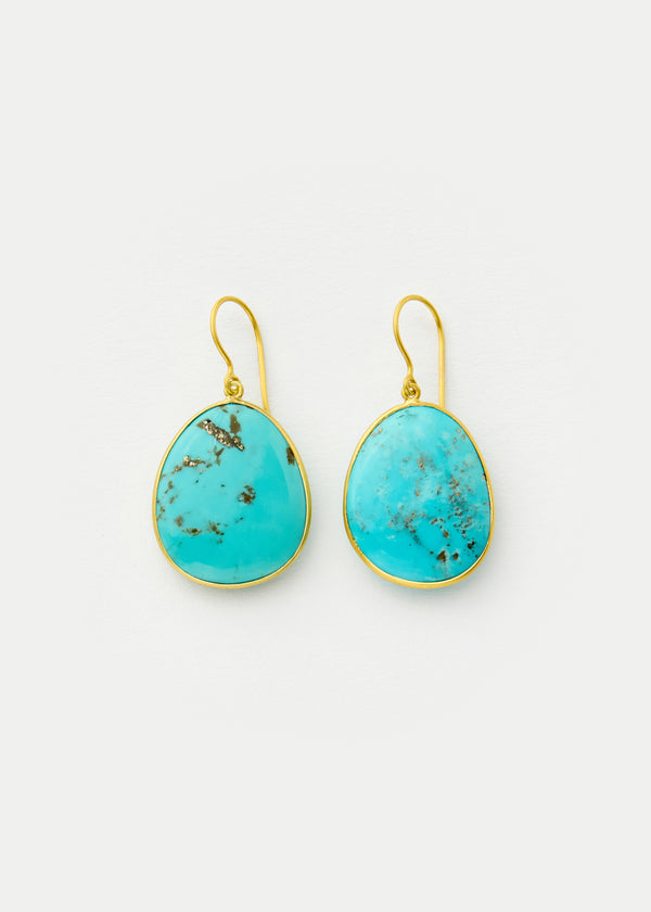 18kt Gold Turquoise Single Drop Earrings