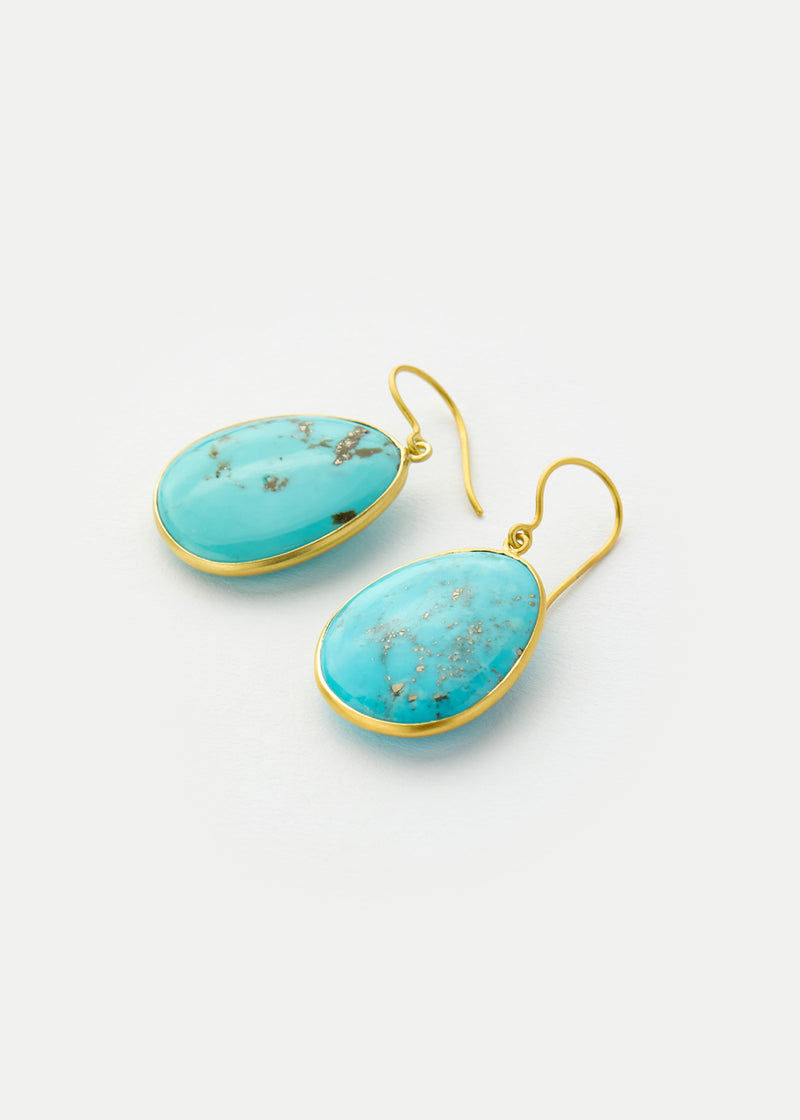 18kt Gold Turquoise Single Drop Earrings