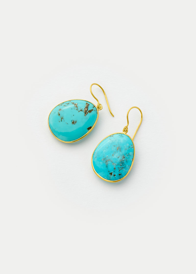 18kt Gold Turquoise Single Drop Earrings