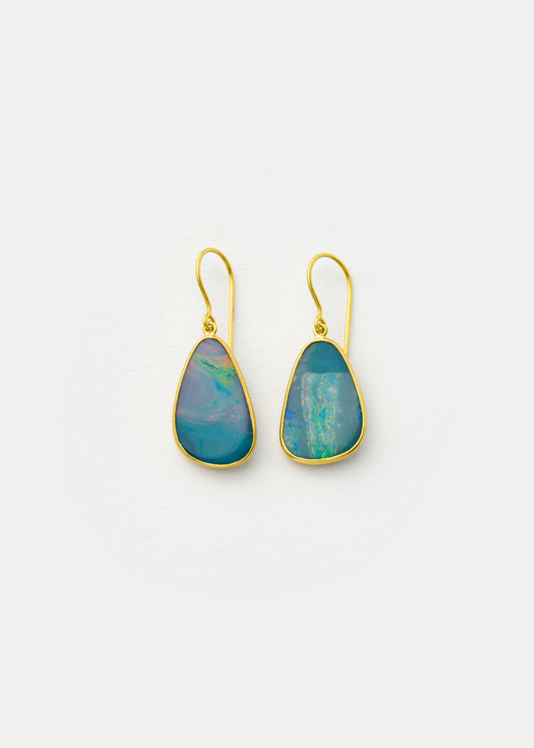 18kt Gold Opal Single Drop Earrings