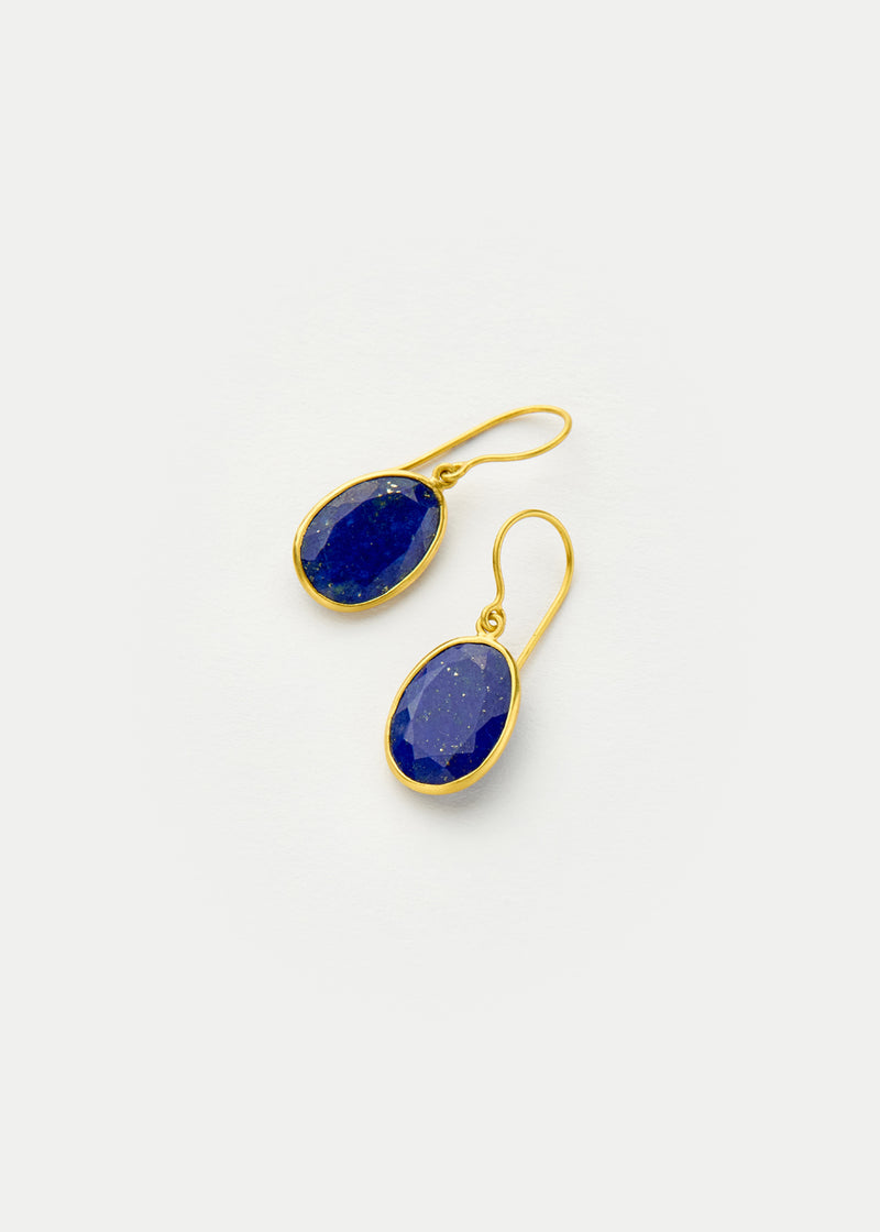 18kt Gold Lapis Single Drop Earrings