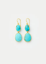 18kt Gold Turquoise Double Drop Earrings