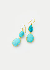 18kt Gold Turquoise Double Drop Earrings