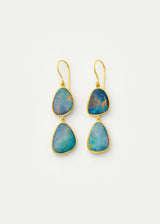 18kt Gold Opal Double Drop Earrings