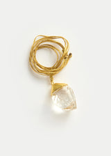 18kt Gold Cap Set Herkimer Amulet on Cord
