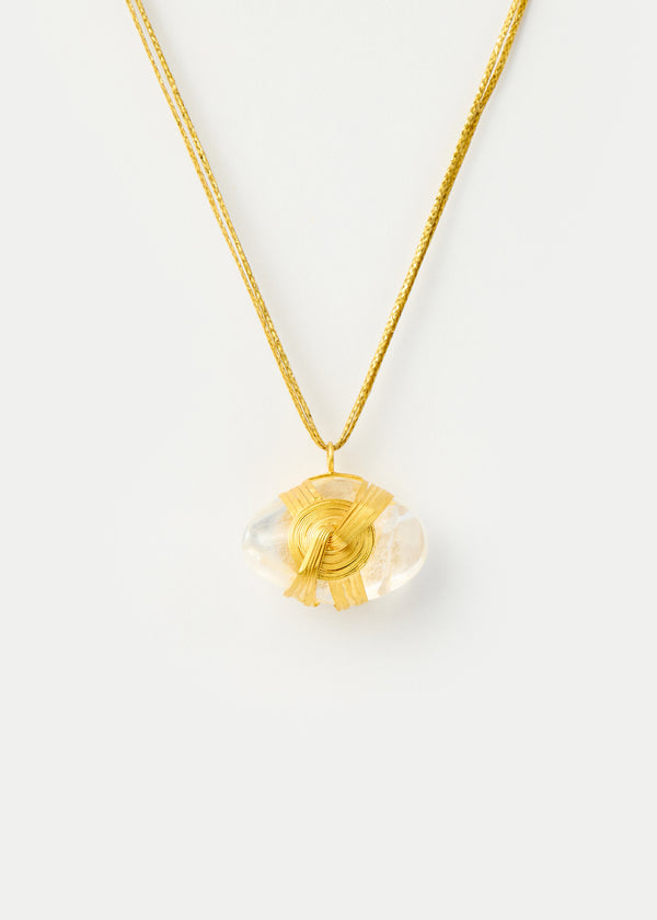 18kt Gold Zen Rocks Crystal Amulet on Cord