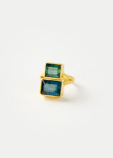 18kt Gold Mixed Tourmaline Double Greek Ring