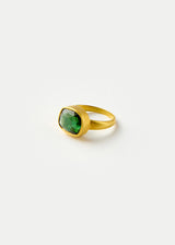 18kt Gold Green Tourmaline Greek Ring