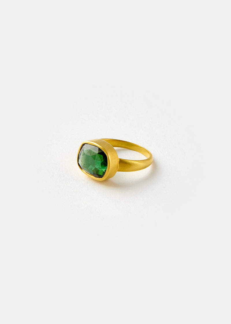 18kt Gold Green Tourmaline Greek Ring