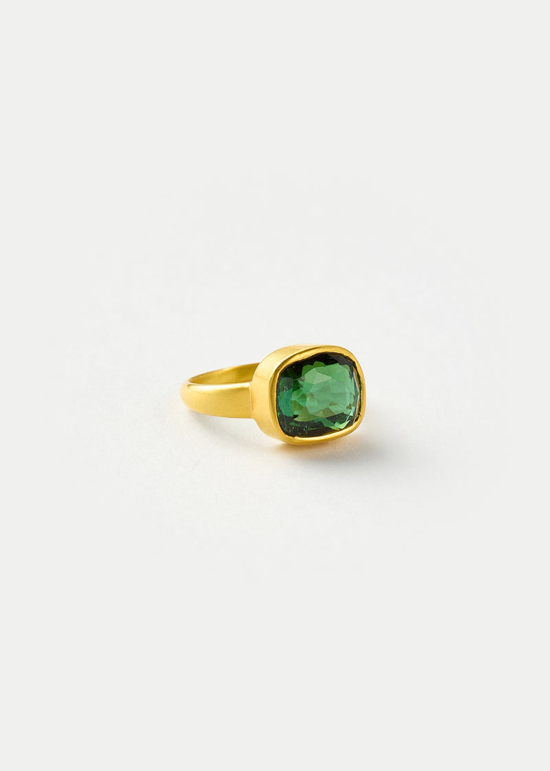 18kt Gold Green Tourmaline Greek Ring