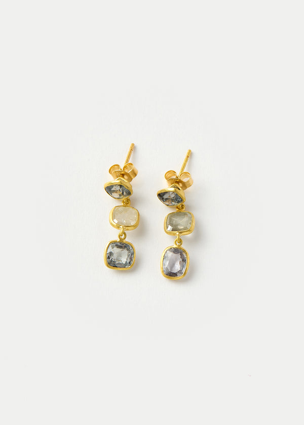 18kt Gold The Middle Path Spinel & Diamond Triple Drop Studs