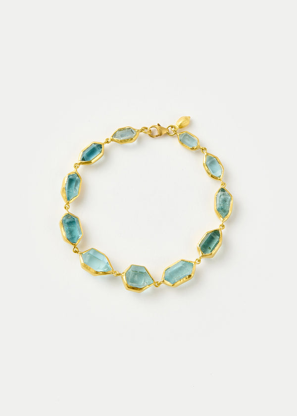18kt Gold Cerulean Aquamarine Full Stone Bracelet