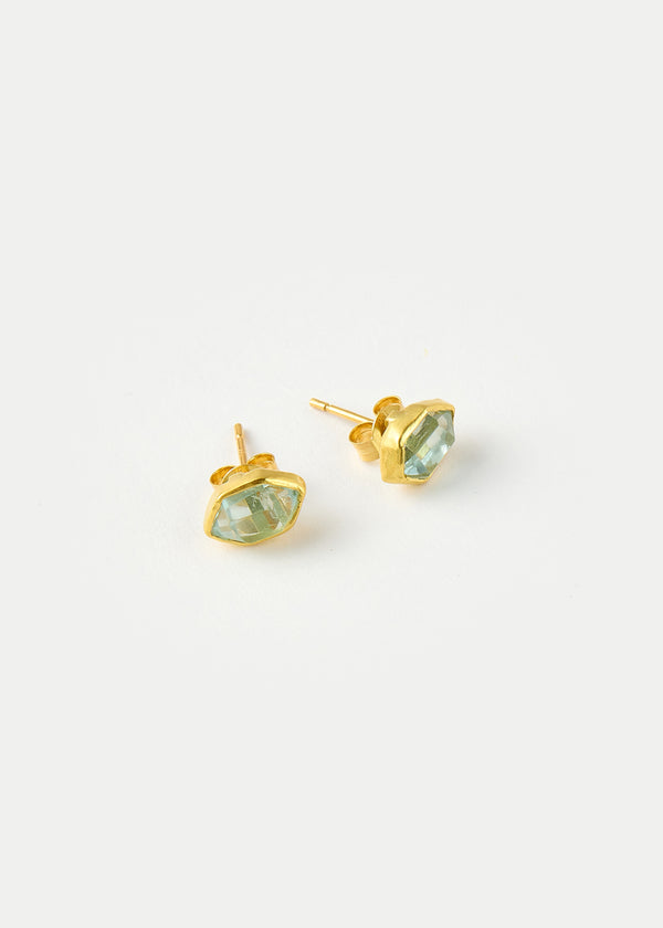 18kt Gold Cerulean Aquamarine Classic Studs