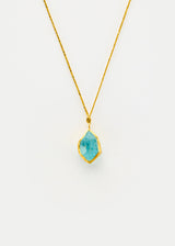 18kt Gold Cerulean Aquamarine Colette Set Amulet on Cord