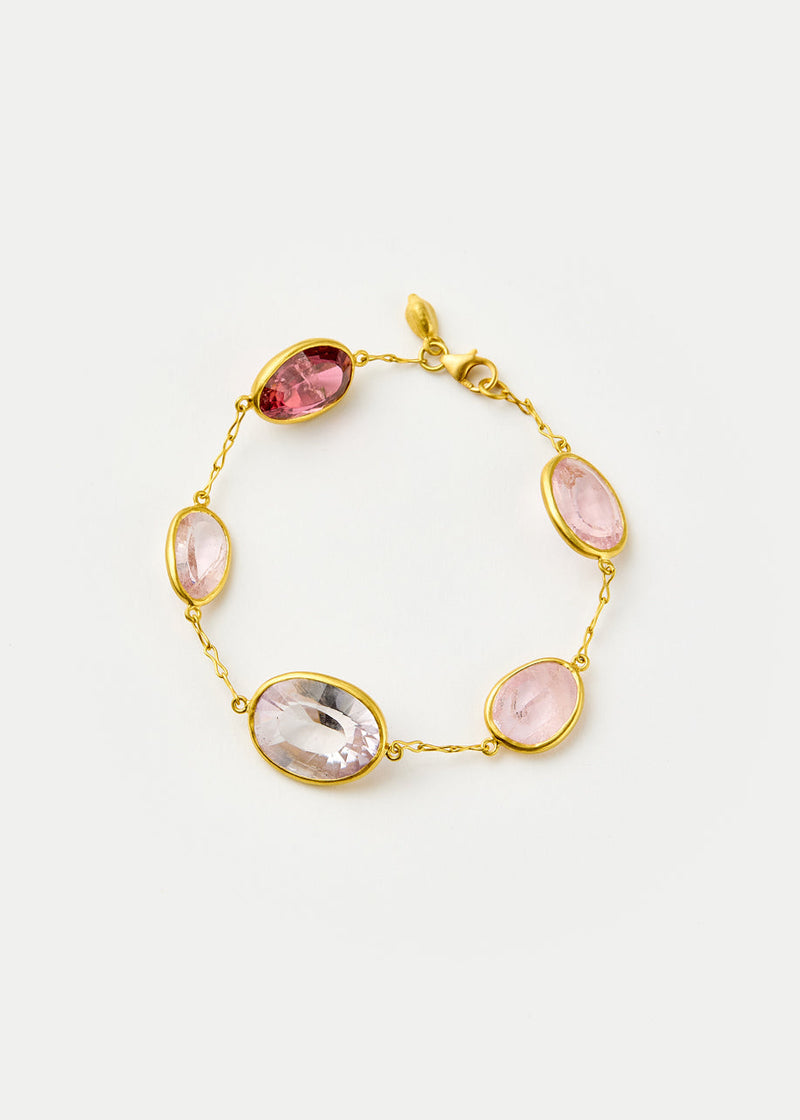 18kt Gold Pink Agra Five Stone Bracelet