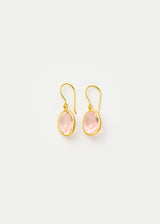 18kt Gold Pink Agra Rose Quartz Single Drop Earrings