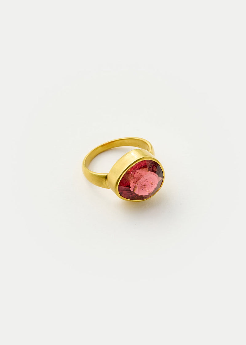 18kt Gold Pink Agra Pink Tourmaline Greek Ring