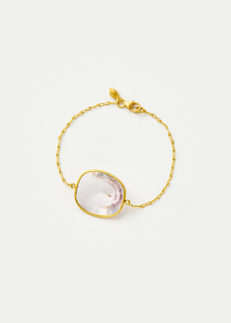 18kt Gold Pink Agra Kunzite Single Stone Bracelet