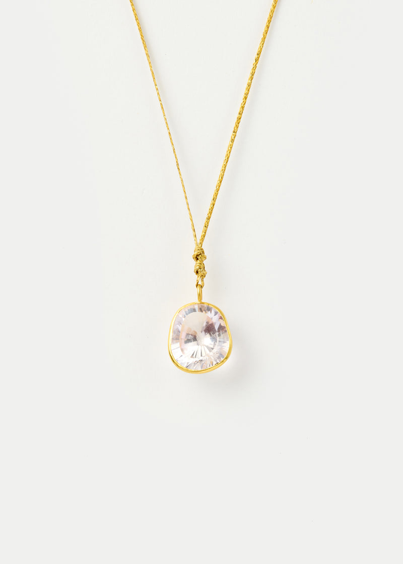 18kt Gold Pink Agra Kunzite Amulet on Cord
