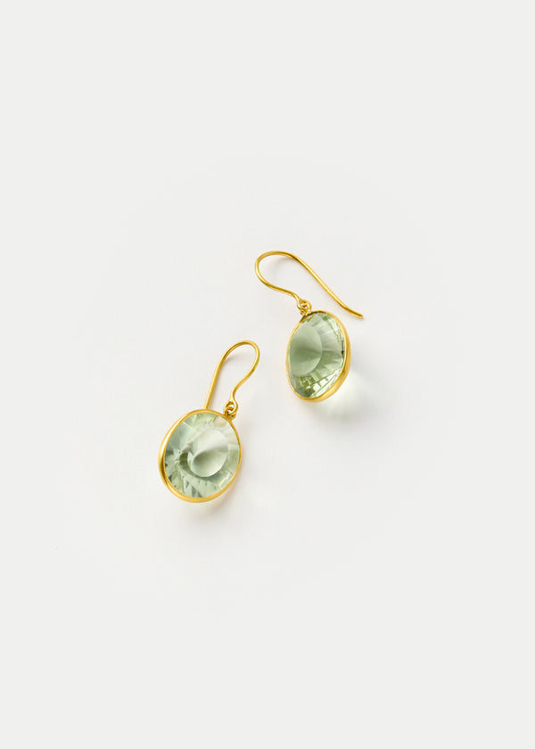 18kt Gold Koh-i-Noor Green Amethyst Single Drop Earrings