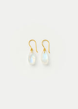 18kt Gold Koh-i-Noor Tumbled Rainbow Moonstone Single Drop Earrings