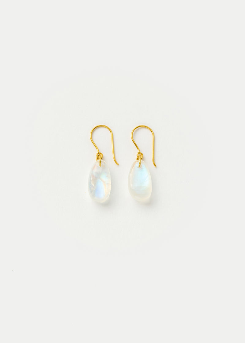 18kt Gold Koh-i-Noor Tumbled Rainbow Moonstone Single Drop Earrings