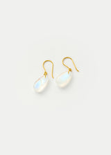 18kt Gold Koh-i-Noor Tumbled Rainbow Moonstone Single Drop Earrings