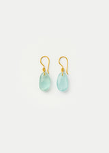 18kt Gold Koh-i-Noor Tumbled Aquamarine Single Drop Earrings