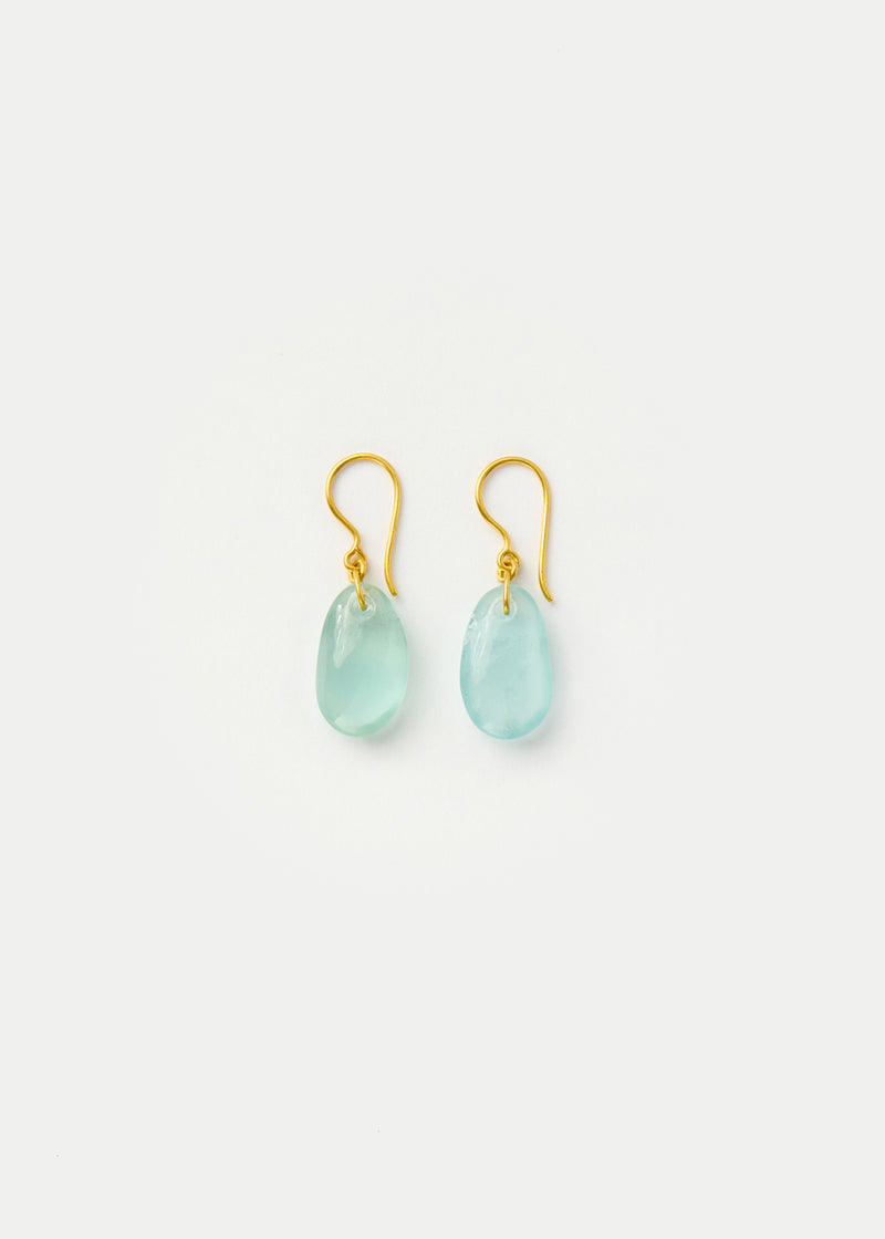 18kt Gold Koh-i-Noor Tumbled Aquamarine Single Drop Earrings