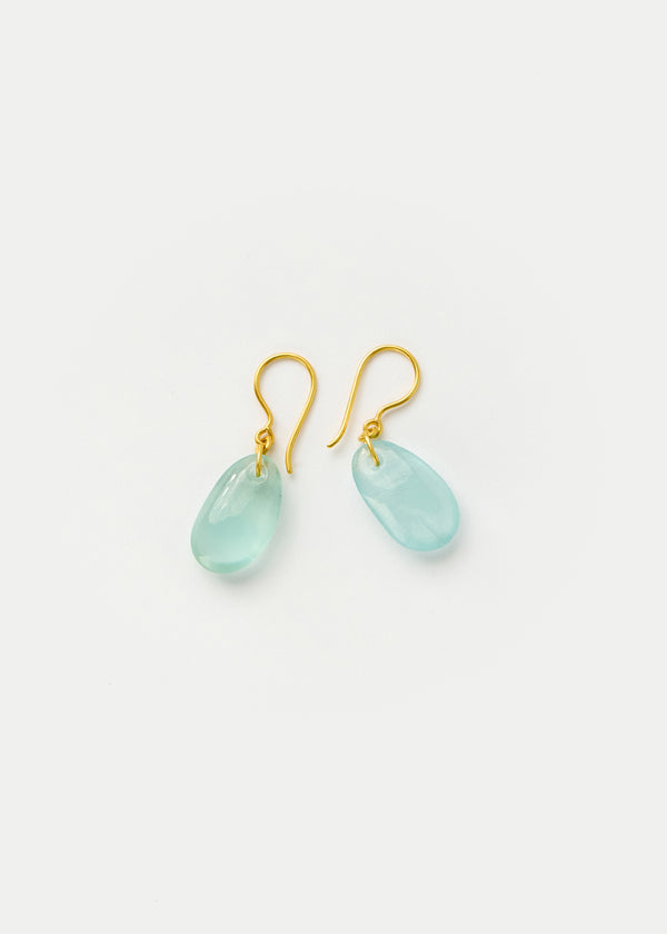 18kt Gold Koh-i-Noor Tumbled Aquamarine Single Drop Earrings