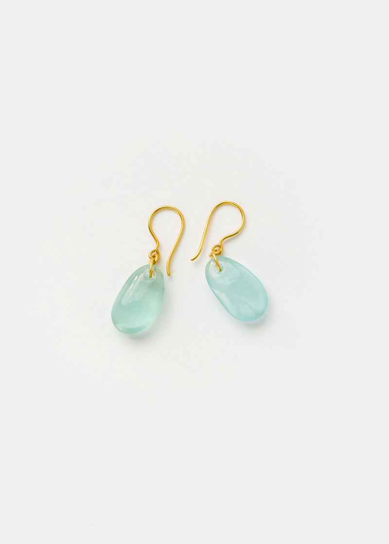 18kt Gold Koh-i-Noor Tumbled Aquamarine Single Drop Earrings