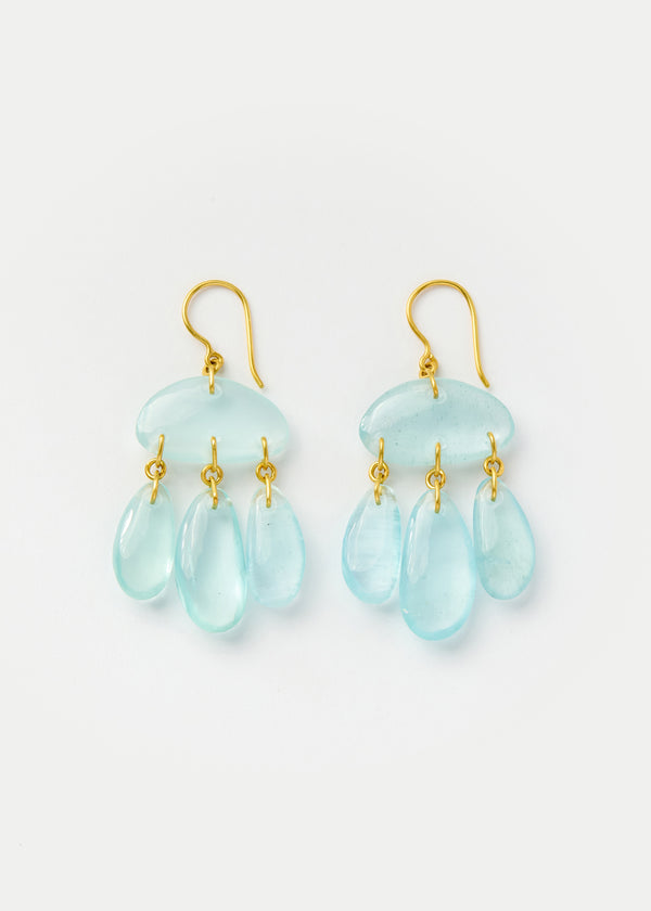 18kt Gold Koh-i-Noor Tumbled Aquamarine Jellyfish Earrings