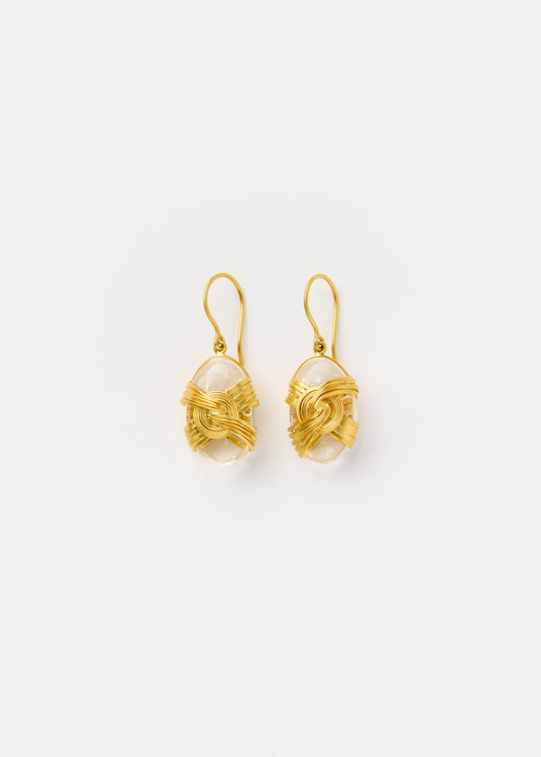 18kt Gold Zen Rocks Crystal Earrings