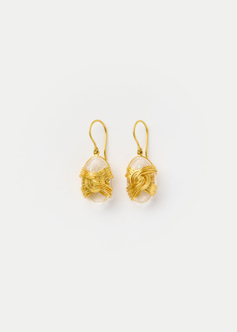 18kt Gold Zen Rocks Crystal Earrings