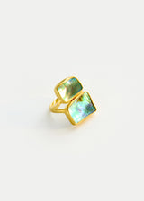 18kt Gold Beachcomber Abalone Shell Double Greek Ring