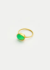 18kt Gold Green Turquoise Cup Ring