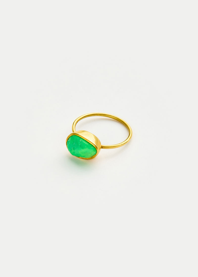 18kt Gold Green Turquoise Cup Ring
