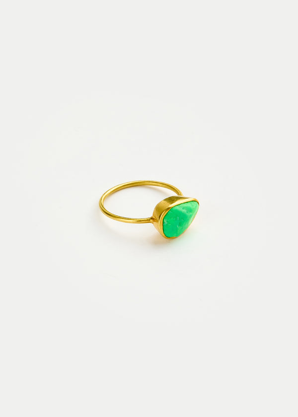 18kt Gold Green Turquoise Cup Ring