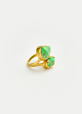 18kt Gold Green Turquoise Double Greek Ring 