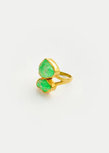 18kt Gold Green Turquoise Double Greek Ring 