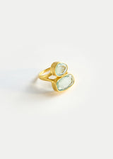 18kt Gold Aquamarine Double Greek Ring