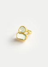 18kt Gold Aquamarine Double Greek Ring