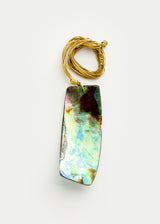 18kt Gold Beachcomber Abalone Shell Drill & Loop Amulet on Cord