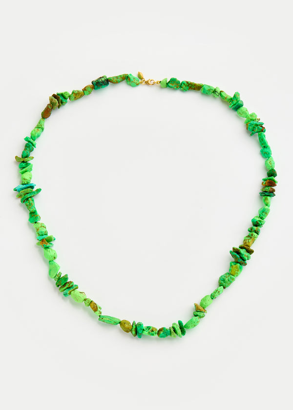 18kt Gold Green Turquoise Beaded Necklace 