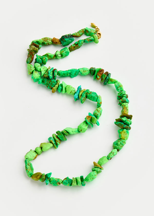 18kt Gold Green Turquoise Beaded Necklace 