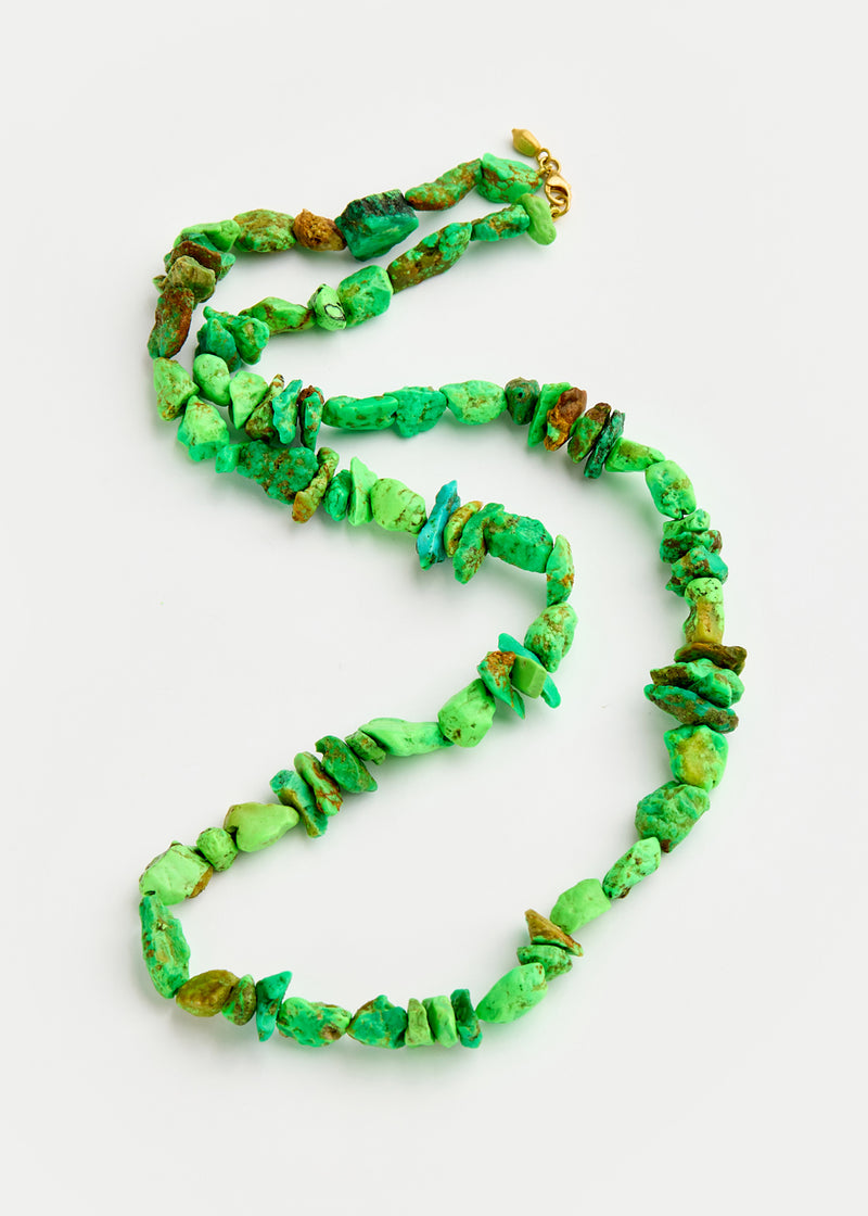 18kt Gold Green Turquoise Beaded Necklace 