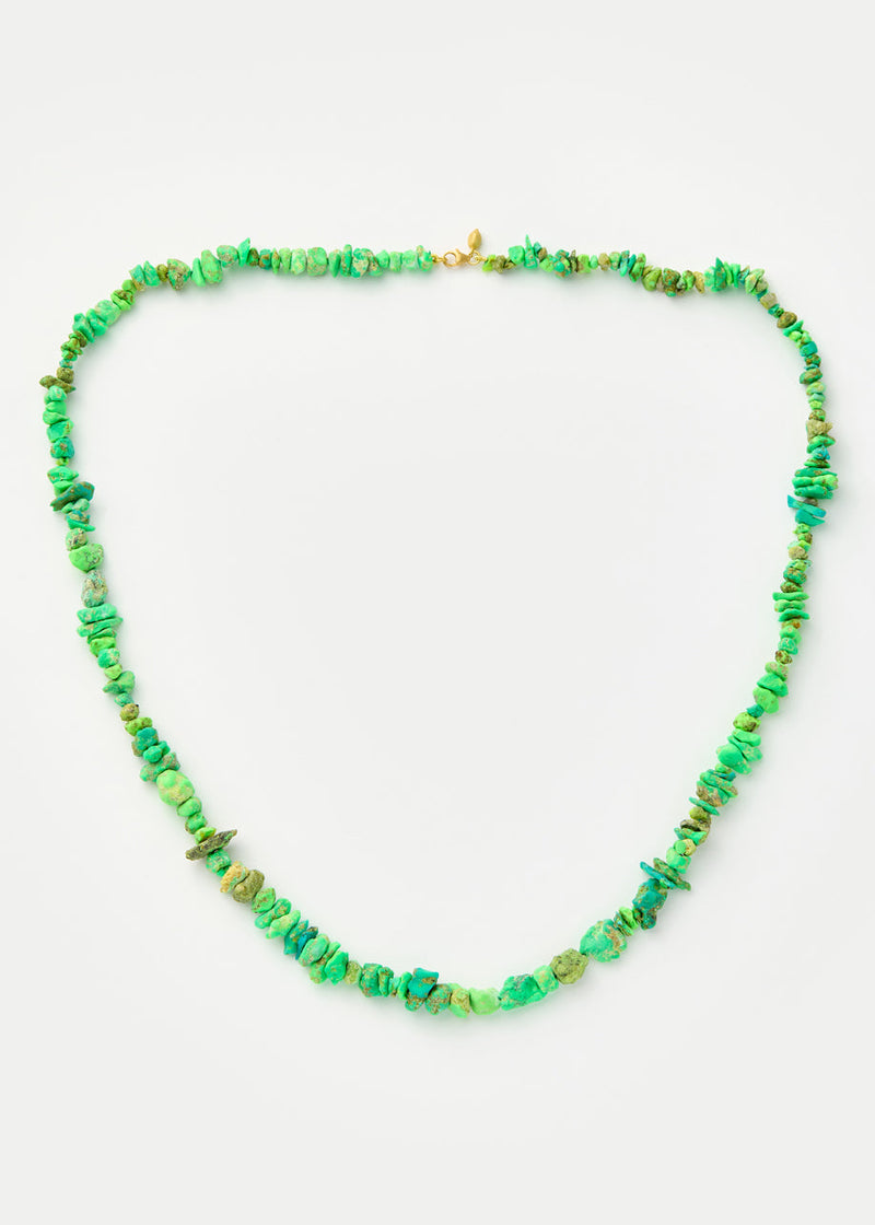 18kt Gold Green Turquoise Thick Beaded Necklace