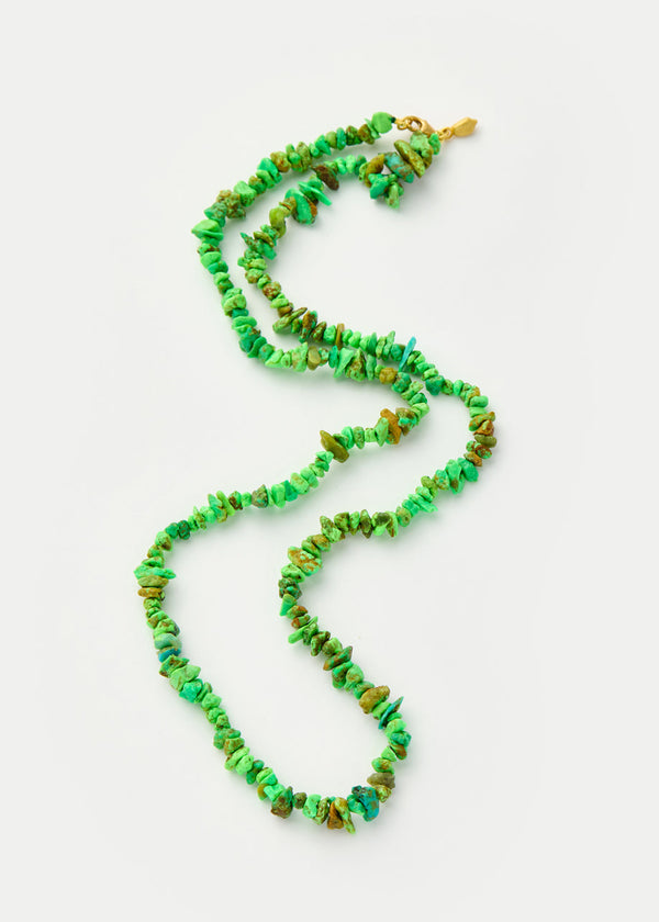 18kt Gold Green Turquoise Beaded Necklace